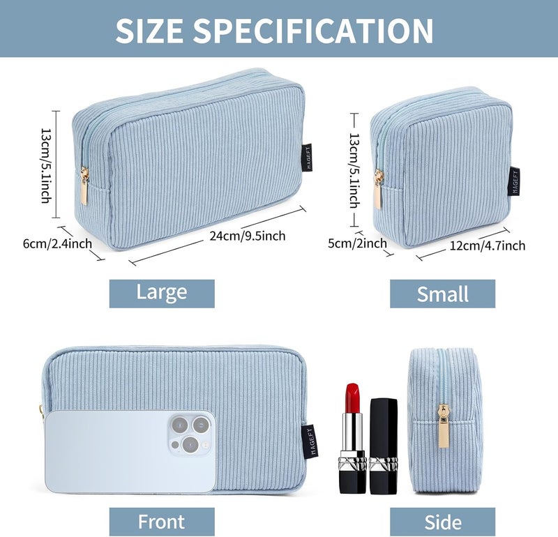MAGEFY Small Makeup Bag for Purse Mini Cosmetics Bag Corduroy Cute Cosmetic Pouch for Women with Slip-in Pockets - Image 5